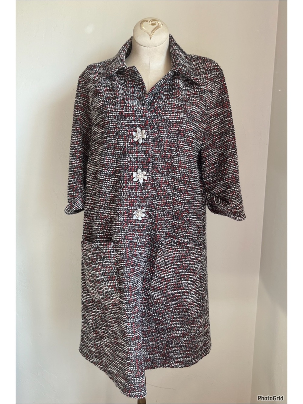 Tuckernuck Scout Tweed Jewel Flower Button Dress XS
